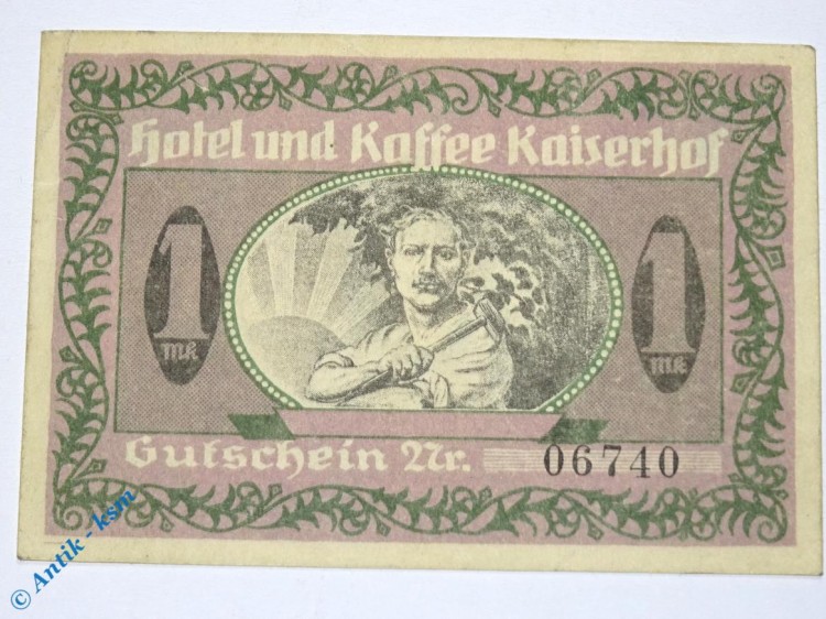 Notgeld Münster , Kaiserhof , 1 Mark Schein , Mehl Grabowski 914.2 A , Nordrhein Westfalen Seriennotgeld