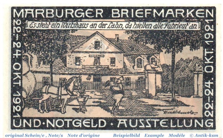 Notgeld Marburg , 25 Pfennig Schein braungrau in kfr. Mehl Grabowski 867.3 , von 1921 , Hessen Seriennotgeld