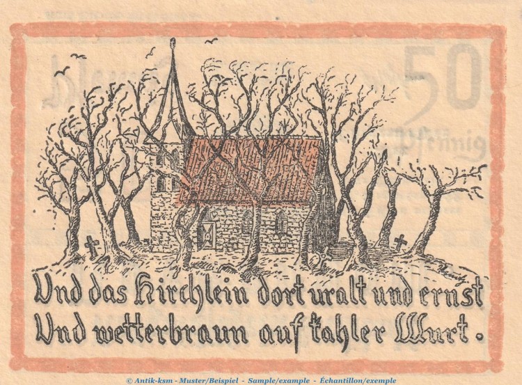 Notgeld Nordenham 982.2.b , 50 Pfennig -20mm- Nr.2 in kfr. von 1921 , Niedersachsen Seriennotgeld