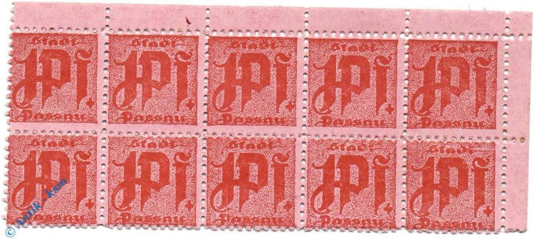 Notgeld Passau , 10er Bogen 1 Pfennig , rosa dunkelrotbraunrot , Tieste 5515.05.016 ? , Sachsen Verkehrsausgabe