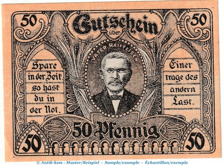 Notgeld Posenmühle Bucha 196.1.a , 50 Pfennig Schein in kfr. von 1921 , Thüringen Seriennotgeld