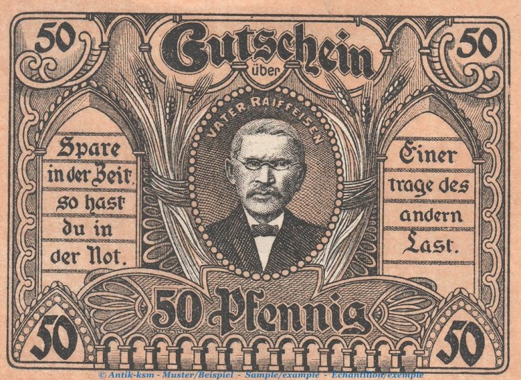 Notgeld Posenmühle Bucha 196.1.b , 50 Pfennig Schein in kfr. von 1921 , Thüringen Seriennotgeld