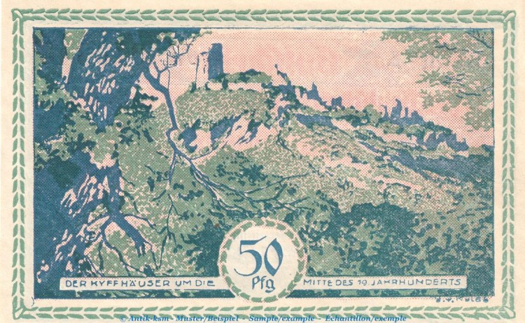 Notgeld RKB Kyffhäuser Berlin 91.1 , 50 Pfennig Schein -A- in kfr. von 1921 , Brandenburg Seriennotgeld