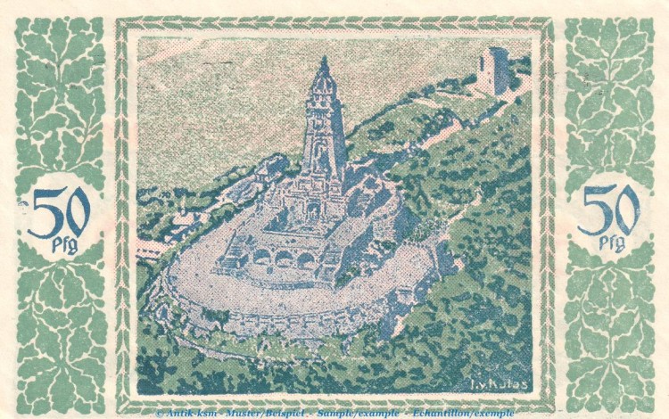 Notgeld RKB Kyffhäuser Berlin 91.1 , 50 Pfennig Schein -B- in kfr. von 1921 , Brandenburg Seriennotgeld