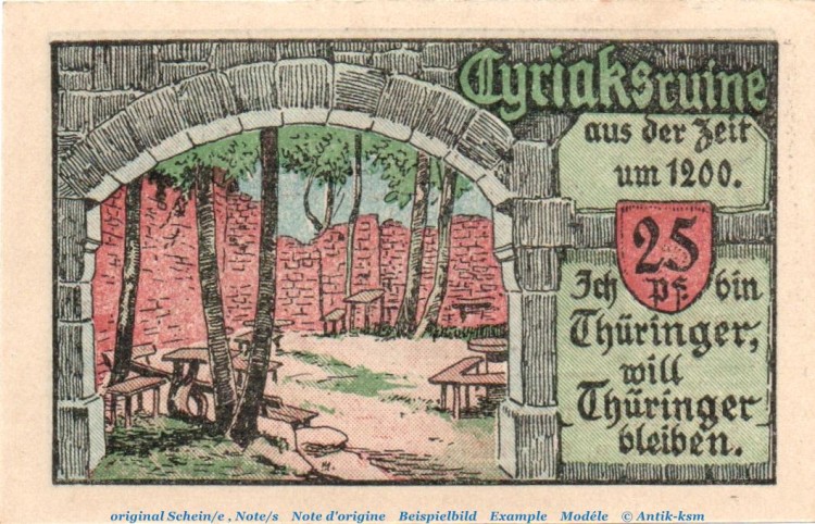Notgeld Robert Peitz Tageblatt Camburg 215.2.b , 25 Pfennig Schein in kfr. o.D. Thüringen Seriennotgeld