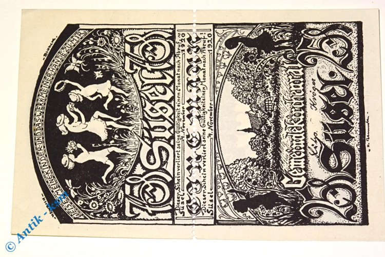 Notgeld Süsel , 25 + 75 Pfennig Doppelschein Nr 1 , Mehl Grabowski 1301.2 , von 1920 , Schleswig Holstein Serien Notgeld