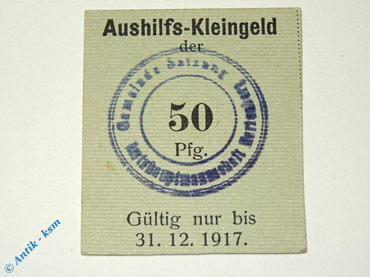Notgeld Satzung , 50 Pfennig Schein , Tieste 6430.05.07.1 , Sachsen Verkehrsausgabe