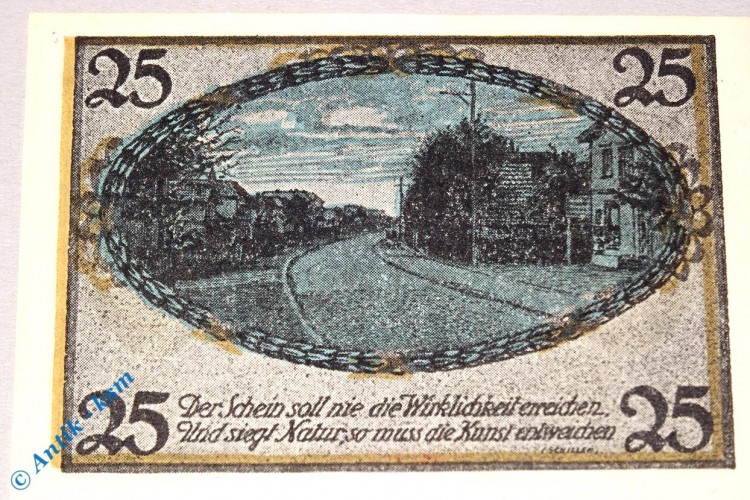 Notgeld Schnelsen , 25 Pfennig Schein Nr 1 , Mehl Grabowski 1192.1 , Hamburg Seriennotgeld