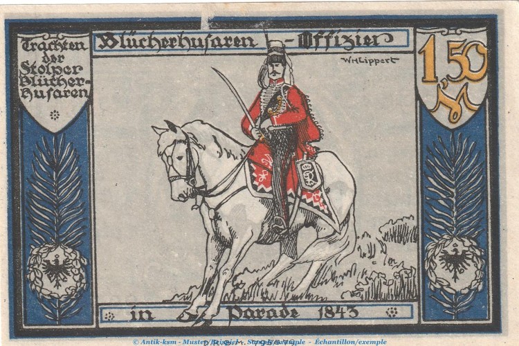 Notgeld Sparkasse Stolp 1275.4.a , 1,50 Mark Schein --mit Wz-- in kfr. o.D. Pommern Seriennotgeld