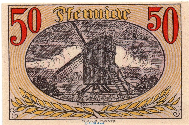 Notgeld Sparkasse Weener a.d. Ems , 50 Pfennig Schein Konto F in kfr. o.D. Niedersachsen Seriennotgeld