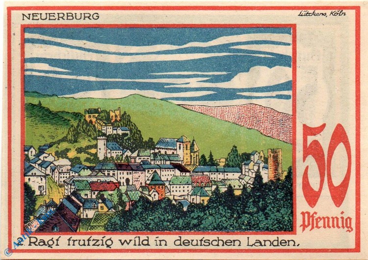 Notgeld Speicher , 50 Pfennig Schein Nr 2 , glattes Papier , Mehl Grabowski 1248.1 , von 1921 , Rheinland Seriennotgeld