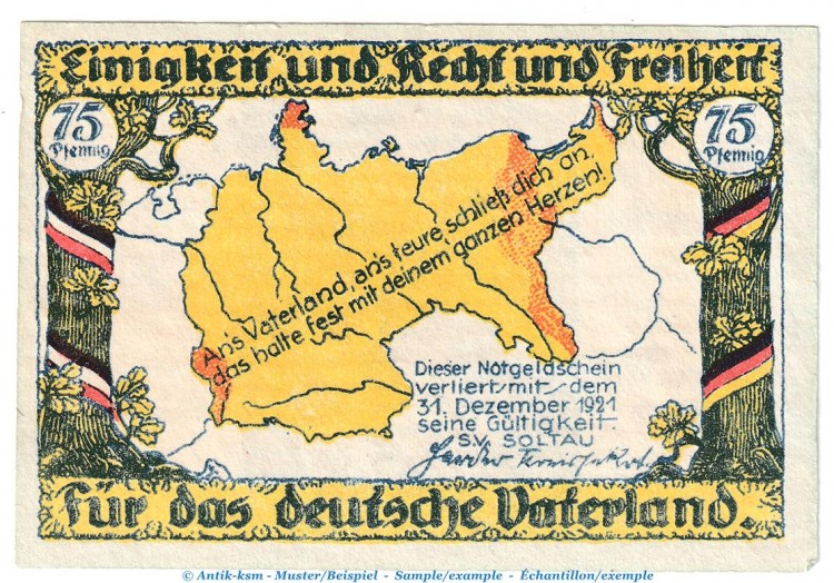 Notgeld Sportverein Soltau 1239.1.F , 50 Pfennig --Fehldruck-- in kfr. o.D. Niedersachsen Seriennotgeld