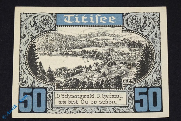 Notgeld St. Blasien , die Verwaltung , 50 Pfennig Schein Nr 4 , Mehl Grabowski 1165.1 , Württemberg Serien Notgeld