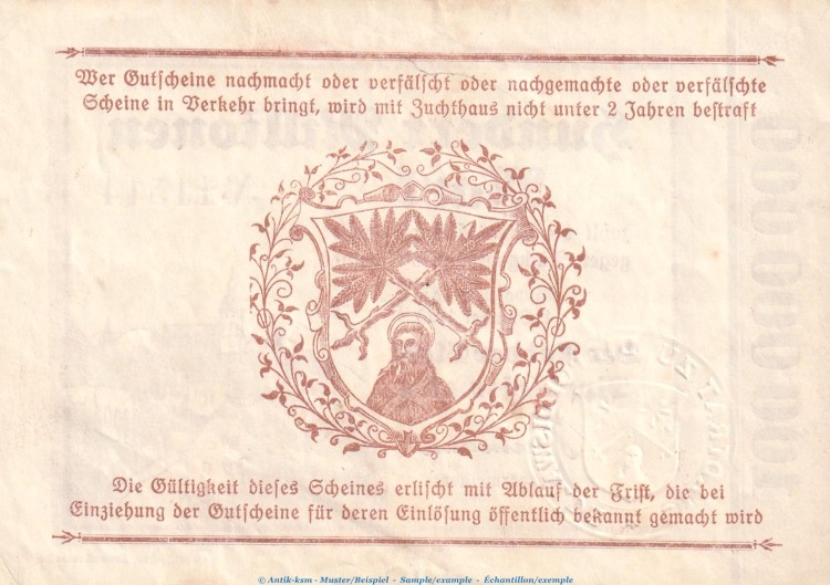 Notgeld Stadt Dippoldiswalde , 100 Millionen Mark Schein in L-gbr. Keller 1025.d von 1923 , Sachsen Inflation