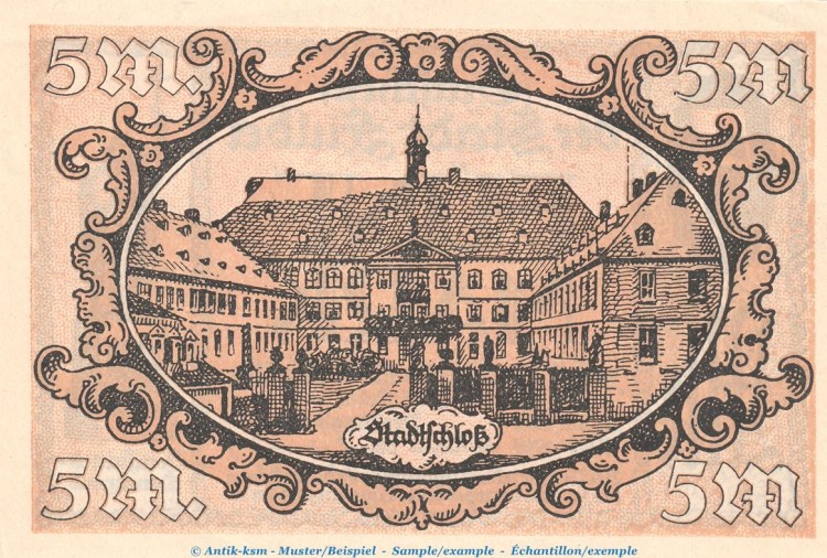 Notgeld Stadt Fulda , 5 Mark -Hof- in kfr. Geiger 166.05 von 1918 , Hessen Grossnotgeld