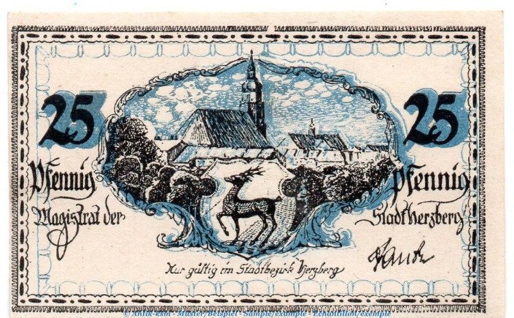 Notgeld Stadt Herzberg 2985.10.11 , 25 Pfennig -Zickzacklinien- in kfr. o.D. Sachsen VerkehrsausgabeNotgeld Stadt Herzberg 2985.10.11 , 25 Pfennig -Zickzacklinien- in kfr. o.D. Sachsen Verkehrsausgabe