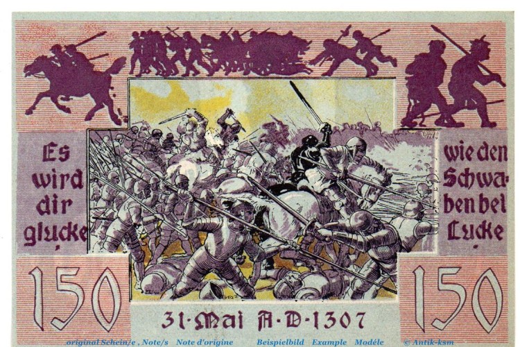 Notgeld Stadt Lucka 816.1 , 150 Pfennig Schein in kfr. von 1921 , Thüringen Seriennotgeld