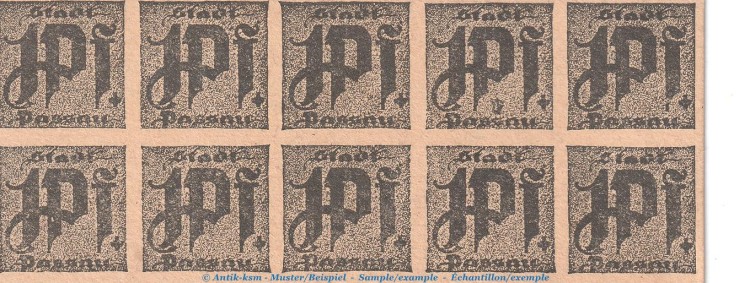 Notgeld Stadt Passau , 10 x 1 Pfennig schwarz-d.gelb in kfr. Tieste 5515.05.045 o.D. Sachsen Verkehrsausgabe