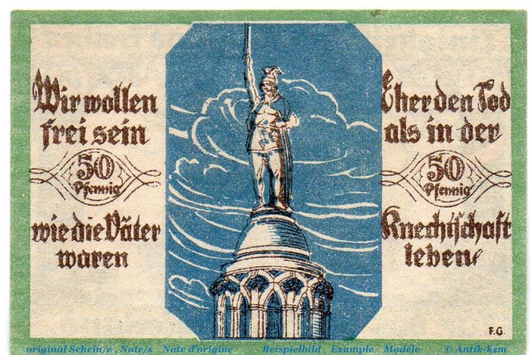 Notgeld Stadt Soltau 1239.1.b , 50 Pfennig Schein blau , o. D.  Niedersachsen Seriennotgeld