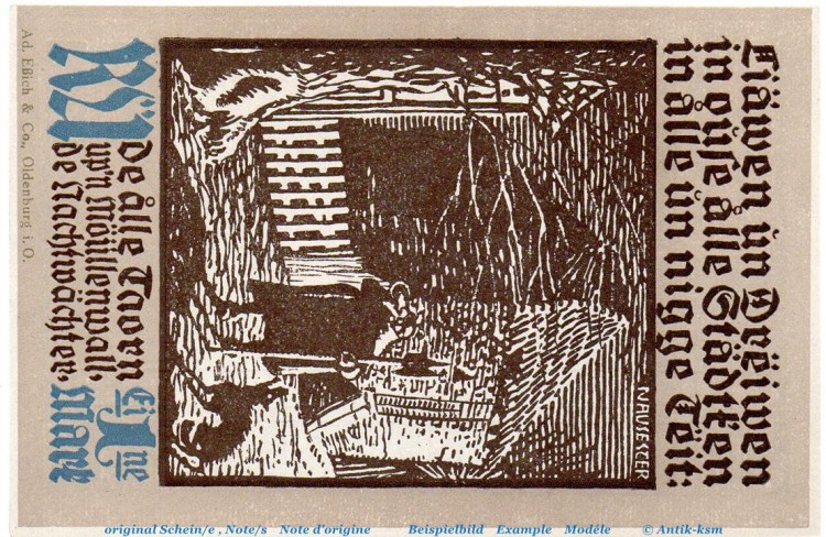 Notgeld Stadt Wiedenbrück 1423.1.b , 1 Mark Schein -RÜ- in kfr. von 1921 , Westfalen Seriennotgeld