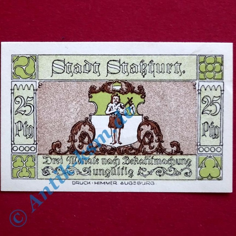 Notgeld Stassfurt , 25 Pfennig Türme ohne Kennummer , Mehl Grabowski 1256.2 C , von 1921 , Sachsen Anhalt Seriennotgeld