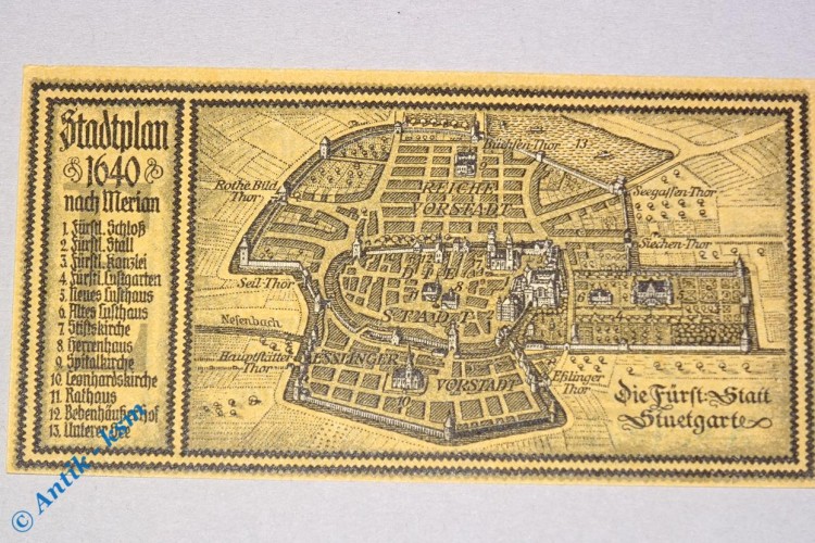 Notgeld Stuttgart , 50 Pfennig Schein E , Mehl Grabowski 1289.2 , von 1922 , Württemberg Seriennotgeld