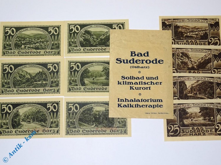 Notgeld Suderode , Set mit 10 Scheinen und original Tüte , Mehl Grabowski 1292.1 , von 1921 , Sachsen Anhalt Seriennotgeld