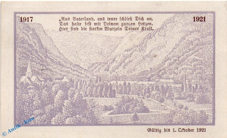 Notgeld Thale , 10 Pfennig Schein in kfr. Mehl Grabowski 1320.3 , von 1921 , Sachsen Anhalt Seriennotgeld
