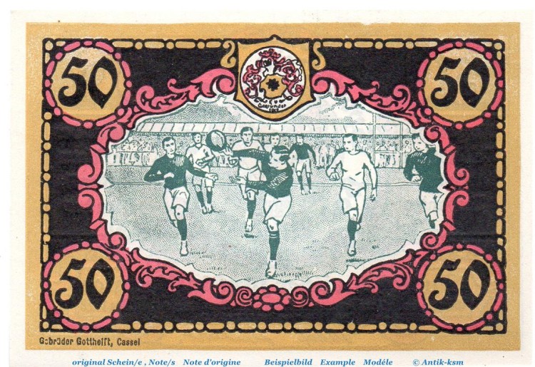 Notgeld Victoria Bad Wildungen 1428.1.a , 50 Pfennig Nr 6 , Weißer Rand in kfr. von 1921 , Hessen Seriennotgeld