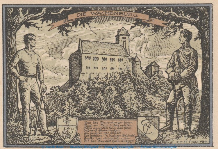 Notgeld Weinheim , 2 Mark Schein Nr 2 , Wachenburg , Mehl Grabowski 1402.1 , Baden Wüttemberg Seriennotgeld