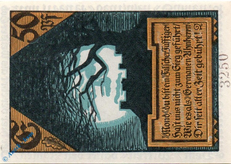 Notgeld Wettin , 50 Pfennig Schein E , Wachenburg , Mehl Grabowski 1421.1 a , Sachsen Anhalt Seriennotgeld