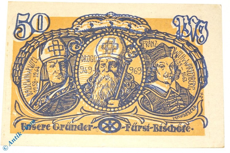 Notgeld Wiedenbrück , 50 Pfennig Schein , Mehl Grabowski 1423.1 a , von 1921 , Westfalen Seriennotgeld