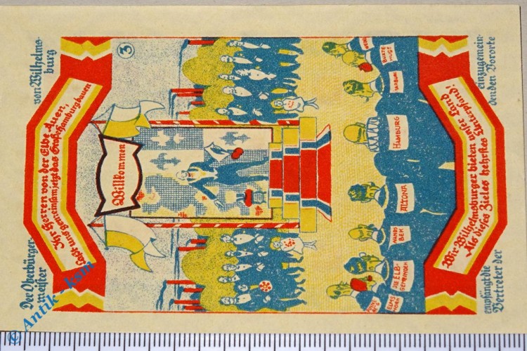 Wilhelmsburg , Notgeld 50 Pfennig Schein Nr.3 , M-G 1429.1 Hamburg 1921 Seriennotgeld