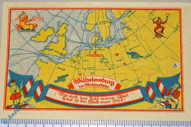 Wilhelmsburg , Notgeld 50 Pfennig Schein Nr.5 M-G 1429.1 , Hamburg 1921 Seriennotgeld