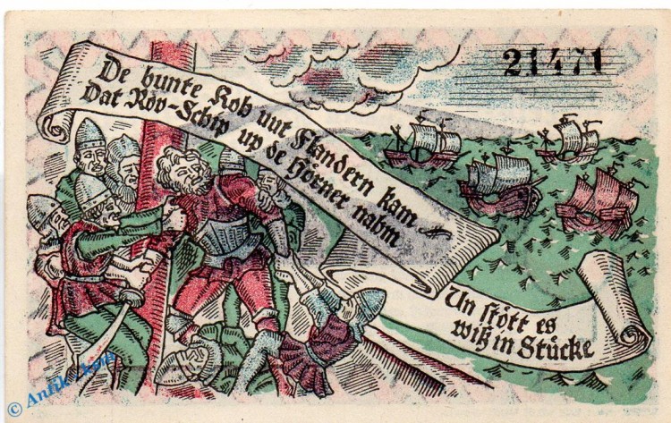 Notgeld Wilhelmshaven , 50 Pfennig Schein Nr. 3 , Mehl Grabowski 1431.1 A , Niedersachsen Seriennotgeld