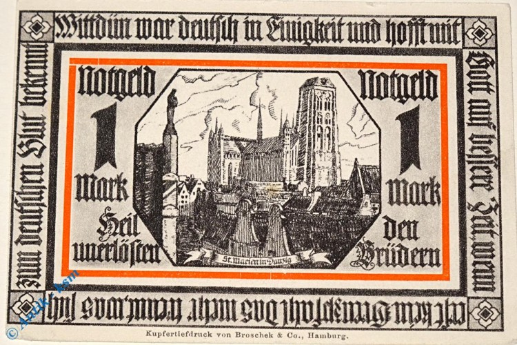 Notgeld Wittdün a. Amrum , 1 Mark Schein Nr 1 , Mehl Grabowski 1441.1 , Schleswig Holstein Seriennotgeld