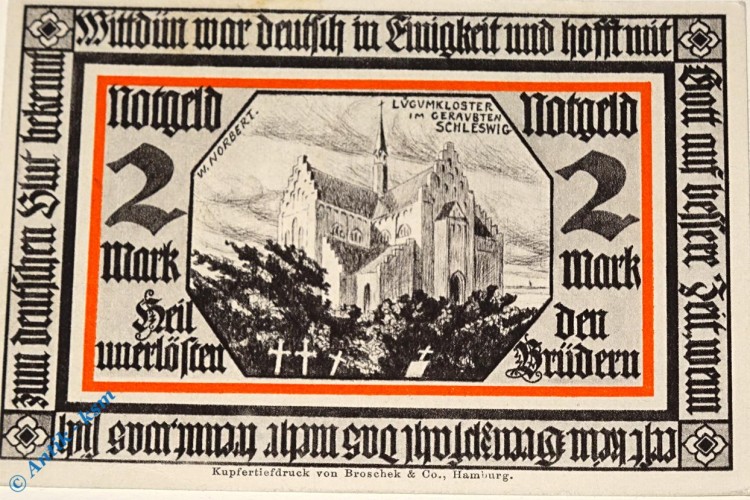 Notgeld Wittdün a. Amrum , 2 Mark Schein Nr 1 , Mehl Grabowski 1441.1 , Schleswig Holstein Seriennotgeld