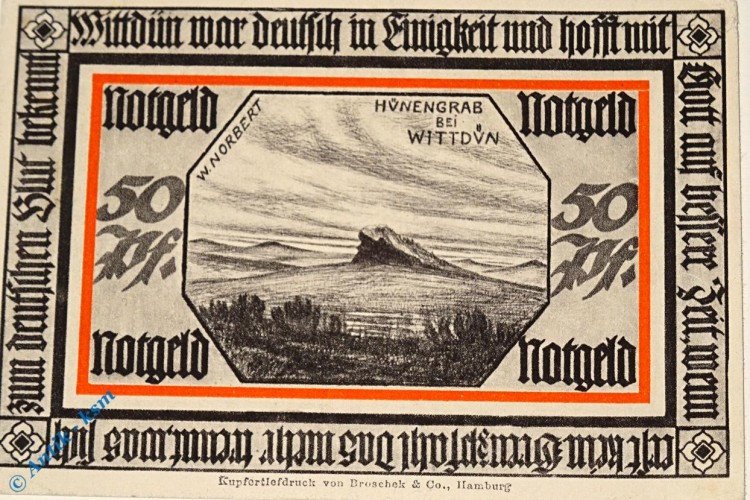 Notgeld Wittdün a. Amrum , 50 Pfennig Schein Nr 2 , Mehl Grabowski 1441.1 , Schleswig Holstein Seriennotgeld