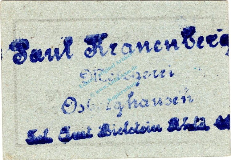 Osberghausen , Notgeld 10 Pfennig Schein unc-kfr. Schöne 3382 , Westfalen o.D. Notgeld 1945-48