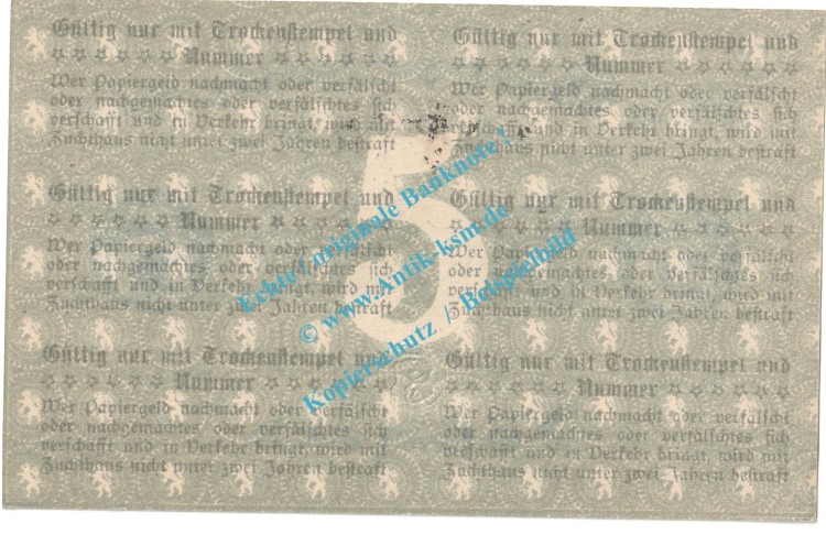 Pößneck , 5 Mark Notgeld Schein in kfr. Geiger 420.01.d , Thüringen 1918 Grossnotgeld