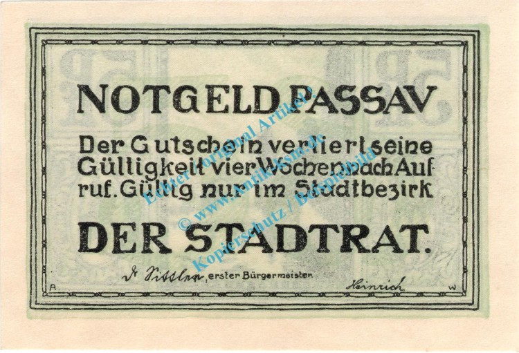 Passau , Notgeld 5 Pfennig Schein in kfr. Tieste 5515.05.120 , Sachsen o.D. Verkehrsausgabe