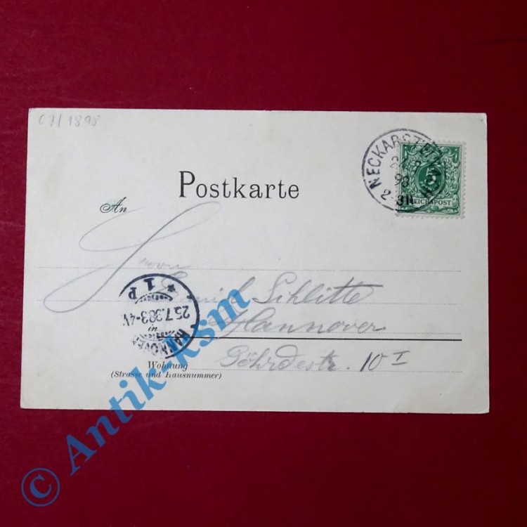 Postkarte Ansichtskarte Frankenthal , Kriegerdenkmal , gel. 1898 , Rheinland Pfalz