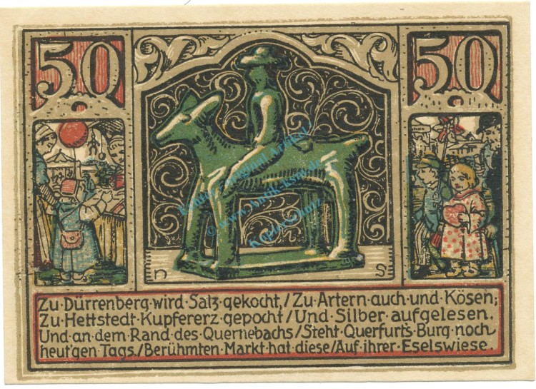 Querfurt , Notgeld 50 Pfennig -Nr.2- unc-kfr. M-G.1090.2 , SA 1921 Seriennotgeld -5824-