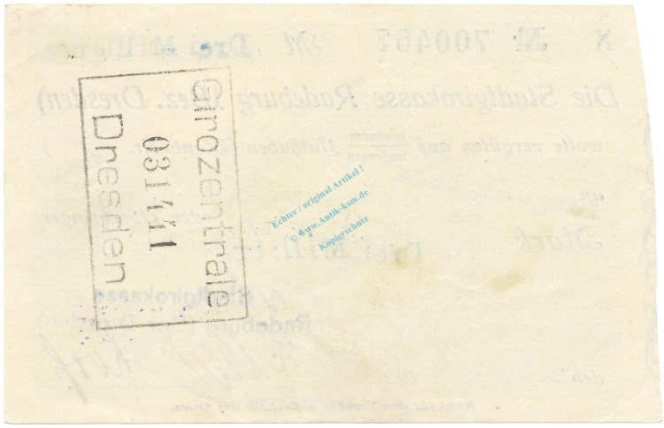 Radeburg , Banknote 3 Million Mark Scheck unc-kfr. Keller 4414.p , Sachsen 1923 Inflation