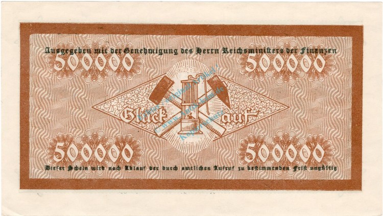 Recklinghausen , Banknote 500.000 Mark Schein unc-kfr. Keller 4460.a , Westfalen 1923 Inflation