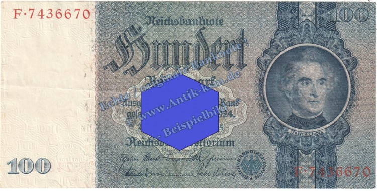 Reichsbanknote , 100 Mark Schein V-F in gbr. DEU-211, Ros.176, P.183, vom 24.06.1935 , Drittes Reich