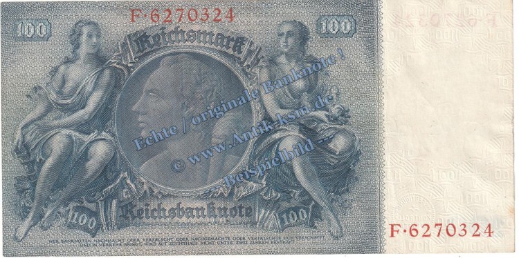 Reichsbanknote , 100 Mark Schein V-F in gbr. DEU-211, Ros.176, P.183, vom 24.06.1935 , Drittes Reich