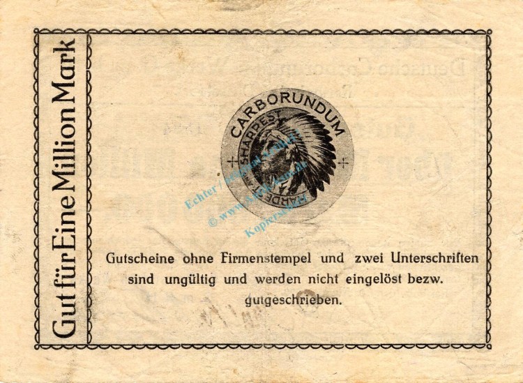Reisholz , Banknote 1 Million Mark Schein gbr. Keller 4506.a , Rheinland 1923 Inflation