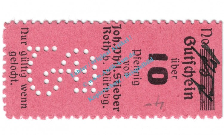Roth , Notgeld 10 Pfennig Schein in kfr. Tieste 6235.05.02 , Bayern o.D. Verkehrsausgabe