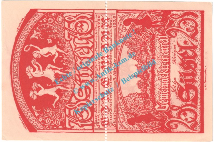 Süsel , Notgeld 100 Pfennig Doppelschein Nr.4 in kfr. M-G 1301.2 , Schleswig Holstein 1920 Seriennotgeld